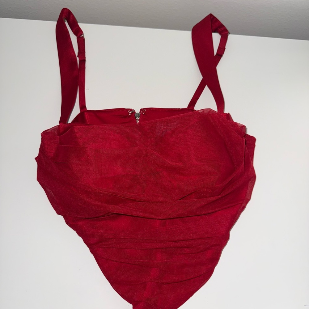 Red Sleeveless Top Corset Bustier